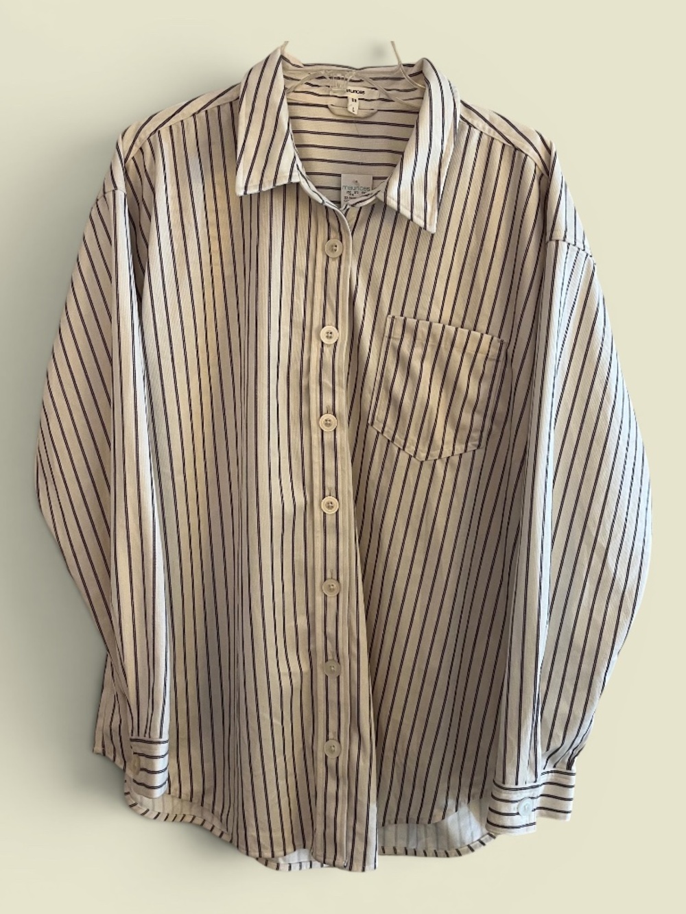 Maurices Long-Sleeve Black and White Striped Button Up Shirt Size Large NWT